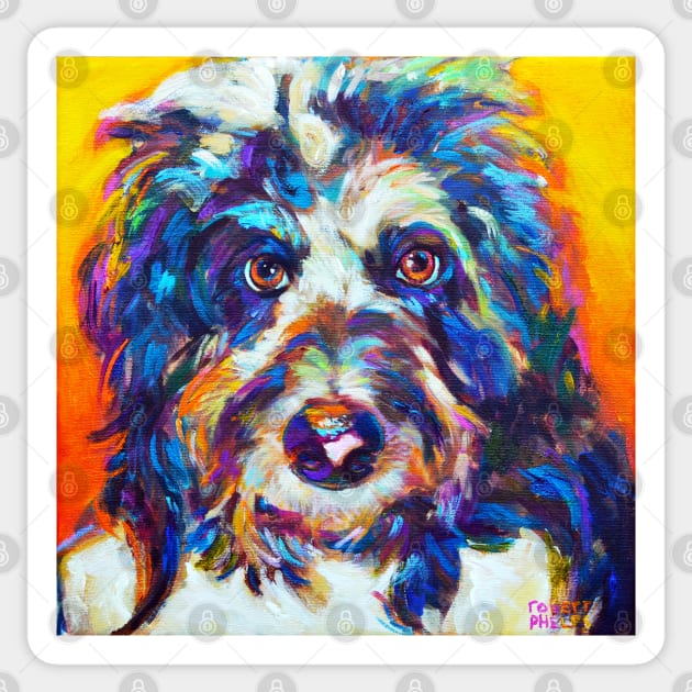 Max, the AussieDoodle Sticker by RobertPhelpsArt